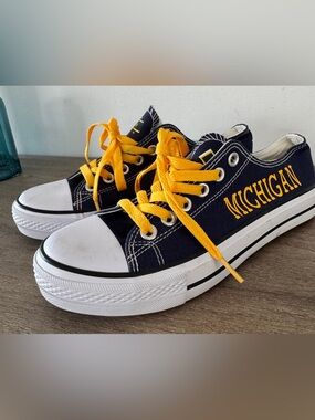 Univ Michigan Navy Canvas Sneakers. Size 7.5. NOT Converse. Never Worn.